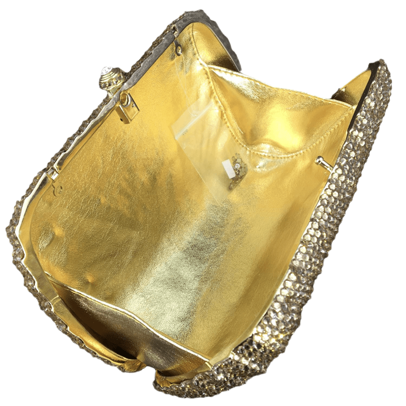 Design Woman Wedding Evening Bag Bridal Clutch Bags Sparkle Hardcase Full Gold Crystal Bag Bling Rhinestone HandBag