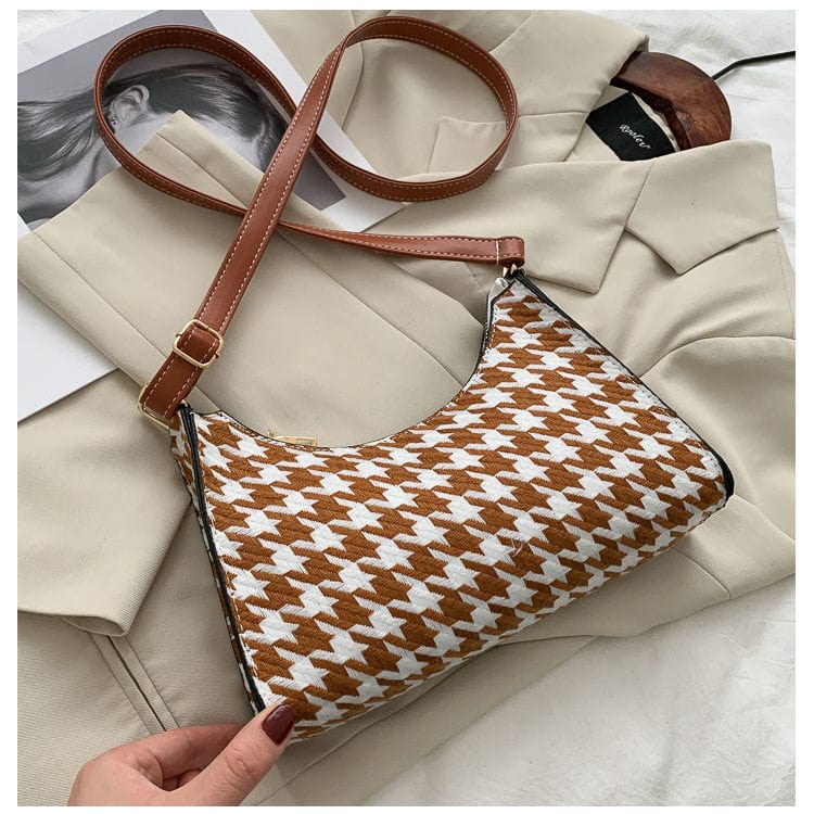 Designer bags / Light Brown New Fashion Houndstooth Pattern Bags Women Handbags Ladies Custom Purses And Handbags