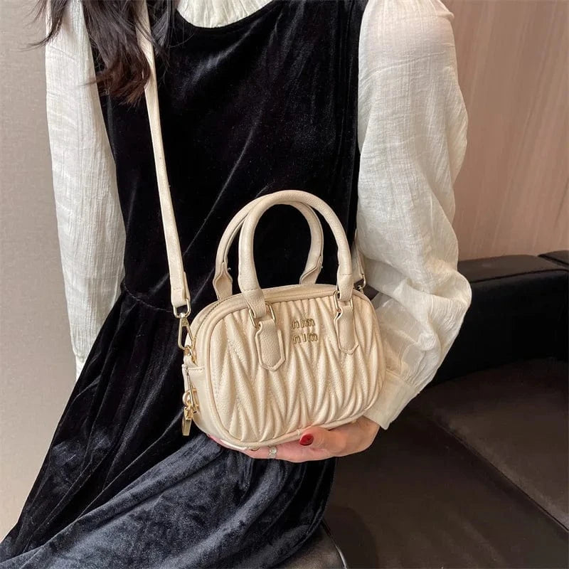 Designer Puffy Padded Handheld Bags Women Ruched Shoulder Crossbody Bag Small Luxury Handbag Ladies Pleated Handle Bags