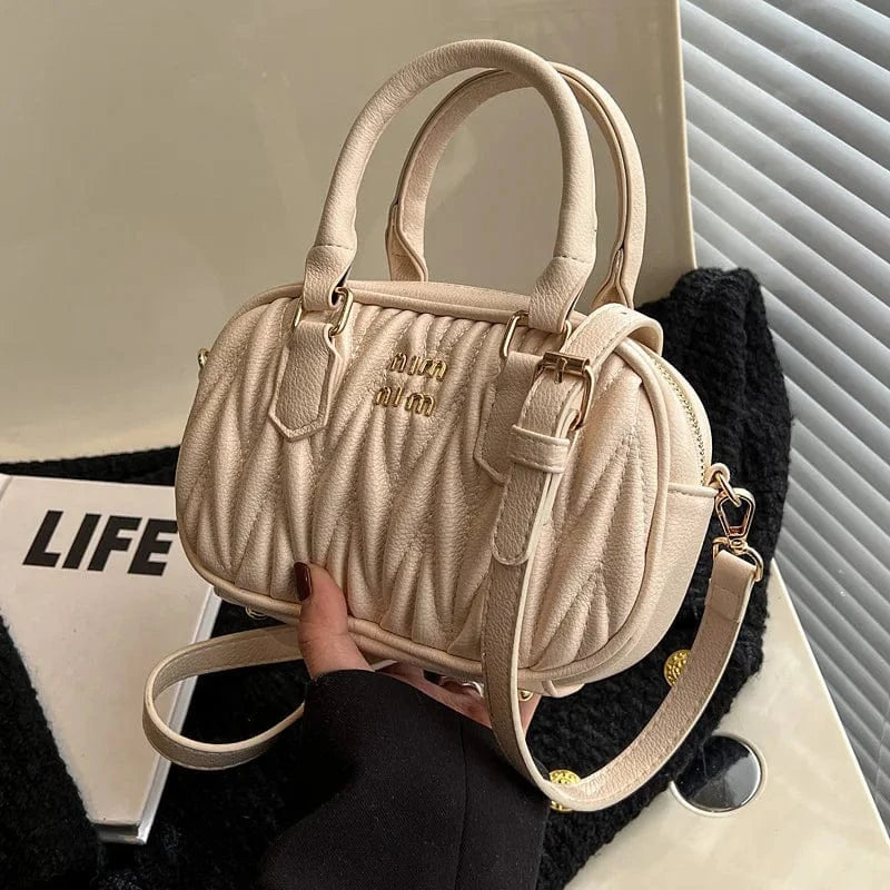 Designer Puffy Padded Handheld Bags Women Ruched Shoulder Crossbody Bag Small Luxury Handbag Ladies Pleated Handle Bags
