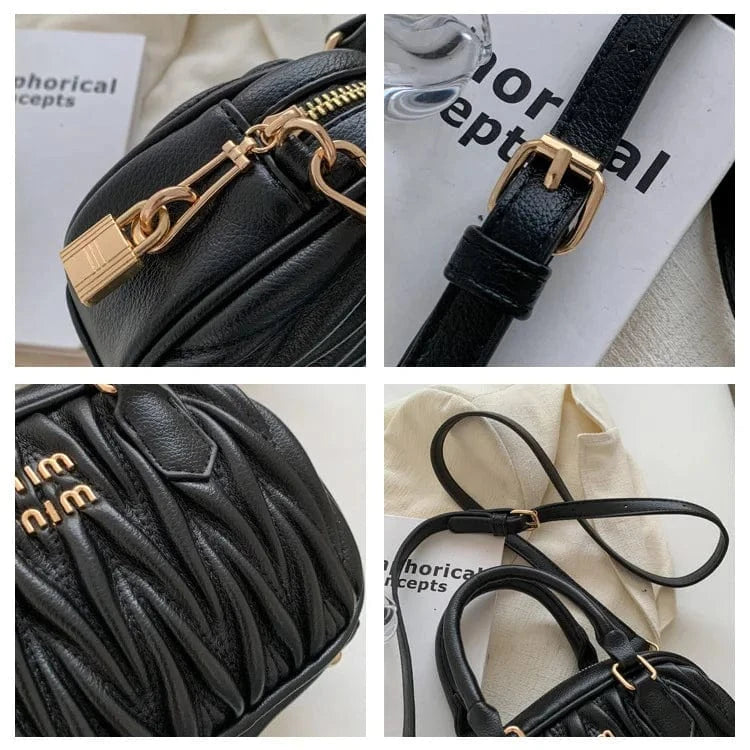 Designer Puffy Padded Handheld Bags Women Ruched Shoulder Crossbody Bag Small Luxury Handbag Ladies Pleated Handle Bags