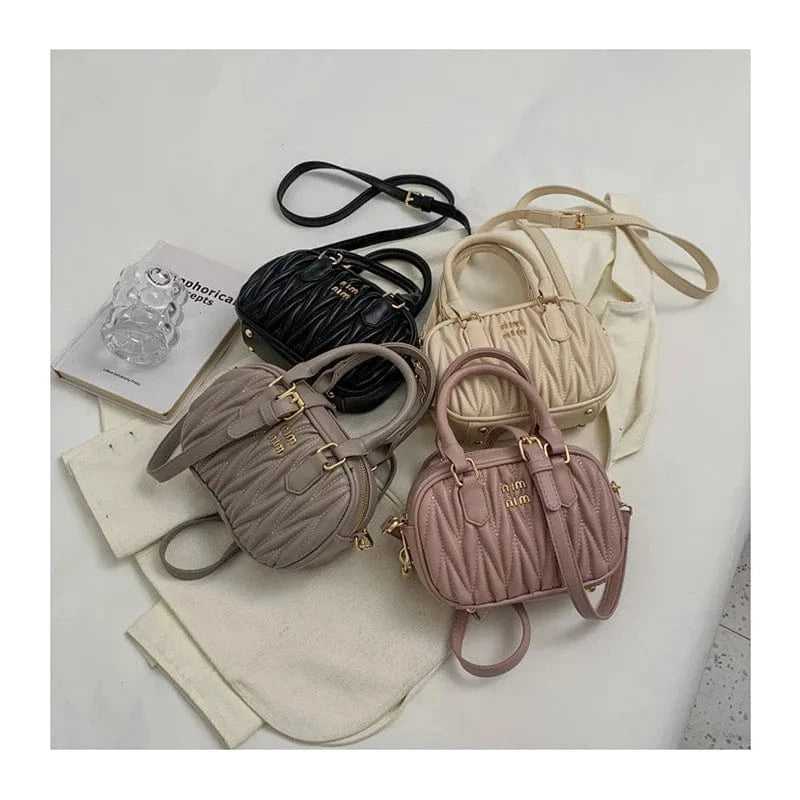 Designer Puffy Padded Handheld Bags Women Ruched Shoulder Crossbody Bag Small Luxury Handbag Ladies Pleated Handle Bags