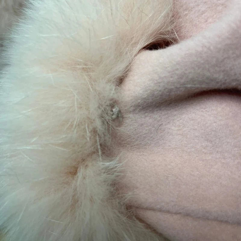 Detachable Fox Fur Collar Cuffs Cashmere Coat Women Elegant Long Wool Coat with Belt