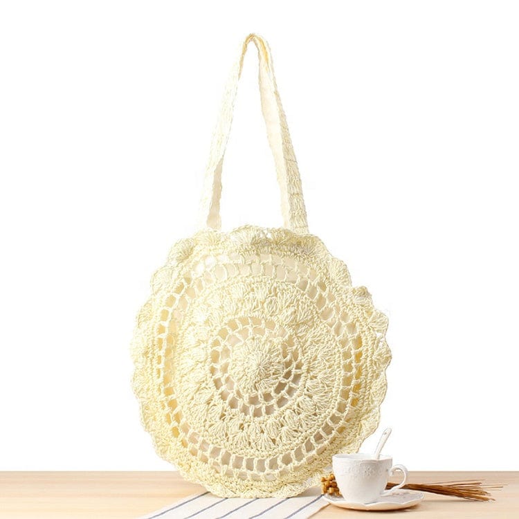 Dia. 30 / White Women Ladies Big Woven Straw Beach Bags 2022 Designer Summer Beach Bag Women