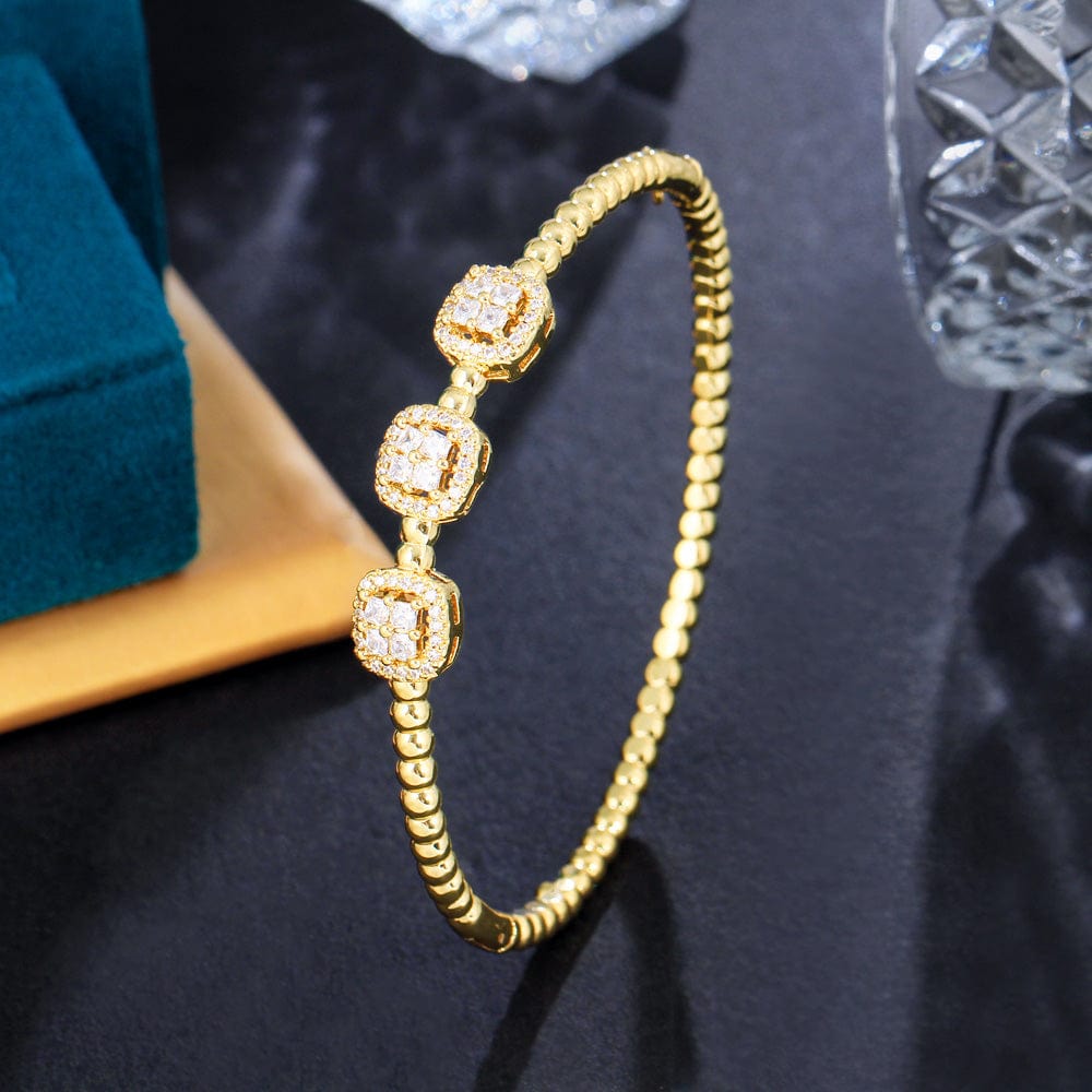 Diameter: 5.8cm / White-SZ0062-Bai New Trendy Square Green Blue Cubic Zirconia Stone Dubai Gold Plated Safety Clasp Round Bangles for Women Party Gifts