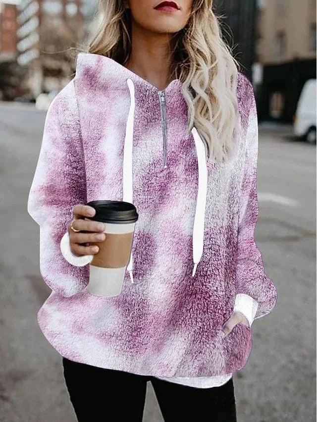Digital printing / 3 XL / 2 High Quality Custom Women's Cool Pullover Hoodie Digital Gradient Print Knitted Autumn-Winter Sweater Anti-Pilling Plus Size