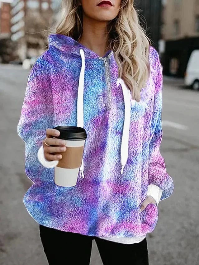 Digital printing / 3 XL / 3 High Quality Custom Women's Cool Pullover Hoodie Digital Gradient Print Knitted Autumn-Winter Sweater Anti-Pilling Plus Size