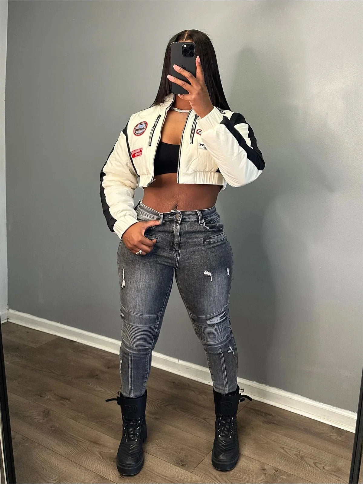 Distressed Moto Jeans with a Bold Streetwear Vibe