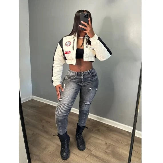 Distressed Moto Jeans with a Bold Streetwear Vibe