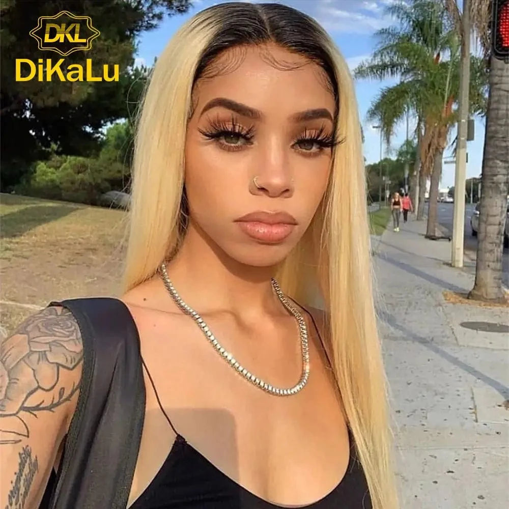 DKL Mink Brazilian Body Wave 1B 613 Blonde Ombre Color Virgin Human Hair Bundles With Closure