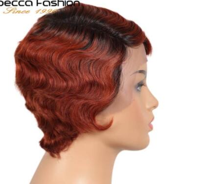 DMLD99J/99J/425 Hot Selling Short Brazilian Hair Finger Wave Curly Lace Wig Pixie Cut Human Hair Wigs U Part Lace Front Wig For Black Women