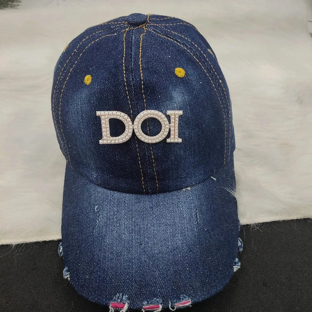 doi DOI Letter Pearl Pendants Charms Custom Logo Plain Denim Daughters of Isis Distressed Baseball Caps Sports Cowboy Hats