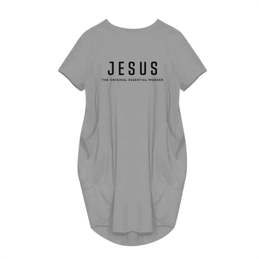 Dress Short Sleeve Jesus Everything Letters Print Women Dress Clothing Beach Summer Vestidos Dresses Oversized 5XL Dropshipping