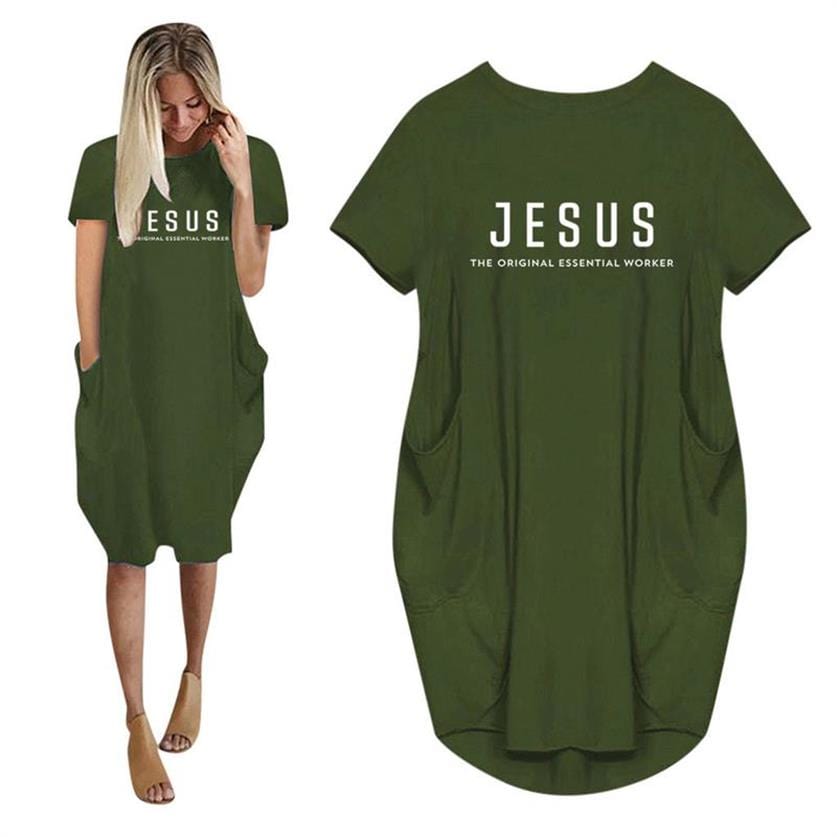 Dress Short Sleeve Jesus Everything Letters Print Women Dress Clothing Beach Summer Vestidos Dresses Oversized 5XL Dropshipping