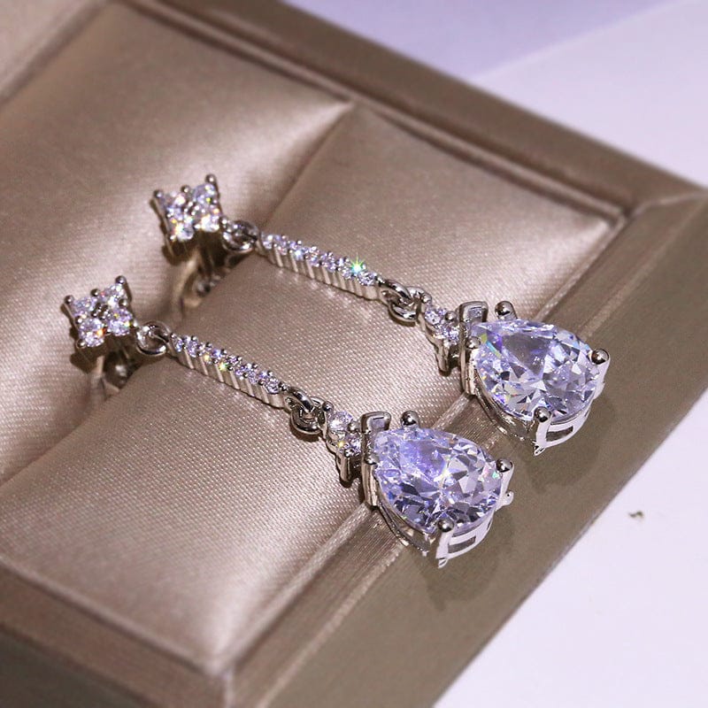 drop earring / White GOLD&SILVER Island Earring Diamond Jewelry 925 Silver Plated Wedding for Women Classic Earrings China Manufacturer Jewelry
