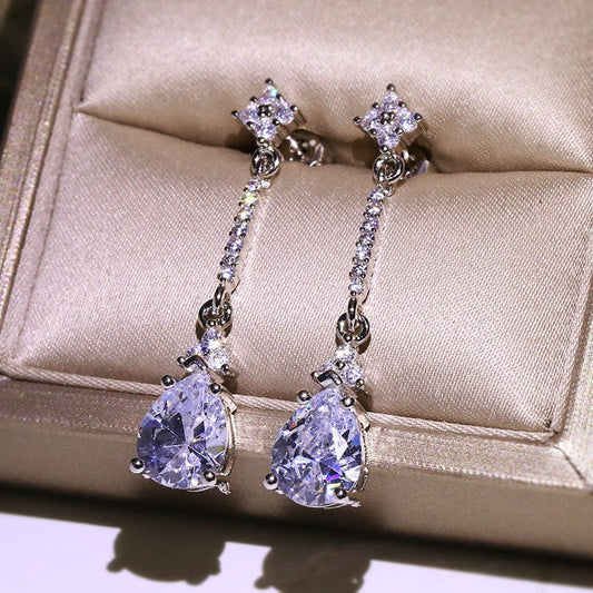 drop earring / White GOLD&SILVER Island Earring Diamond Jewelry 925 Silver Plated Wedding for Women Classic Earrings China Manufacturer Jewelry