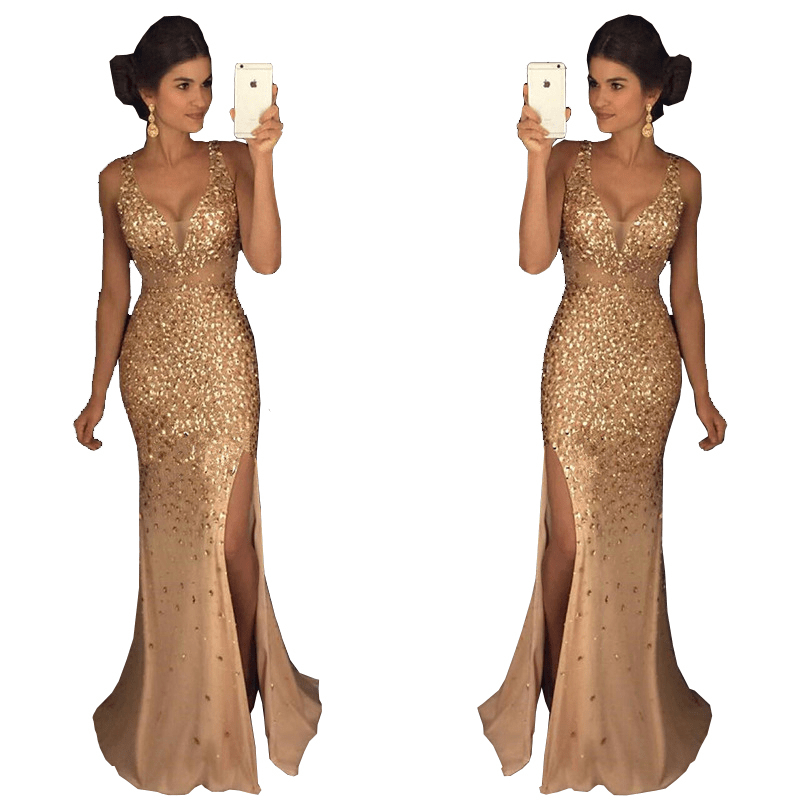 Drop Shipping 2022 Summer Sexy Long Evening Dresses Sequins Elegant Maxi Dress Ladies Evening Night Party Dress