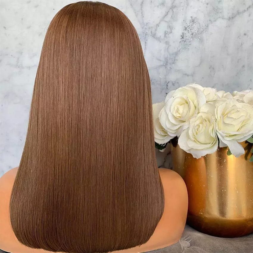 Drop shipping Virgin Brazilian Short Human Hair Bob Wigs Lace Front For Women Cuticle Aligned Hair Brown Color Lace Front Wig