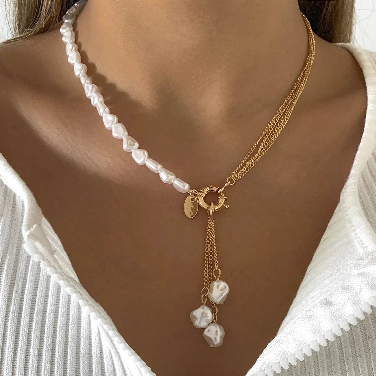 Drop shopping imitation pearl beads akoya pearl necklace necklace jewelry set   woman fashion jewelry gold necklace set