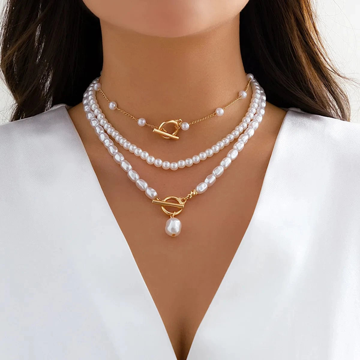 Drop shopping imitation pearl beads akoya pearl necklace necklace jewelry set   woman fashion jewelry gold necklace set