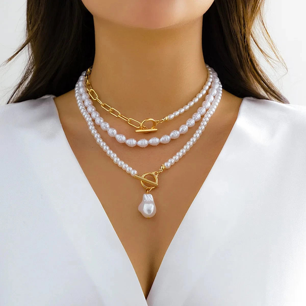 Drop shopping imitation pearl beads akoya pearl necklace necklace jewelry set   woman fashion jewelry gold necklace set