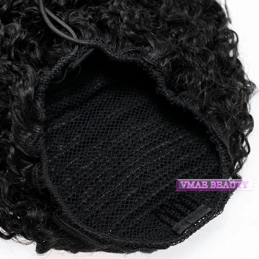 Dropship Brazilian Virgin Hair Natural Black 3A 4B 4C Afro Kinky Jerry Curly Yaki Kinky Straight Ponytail Human Hair Extensions