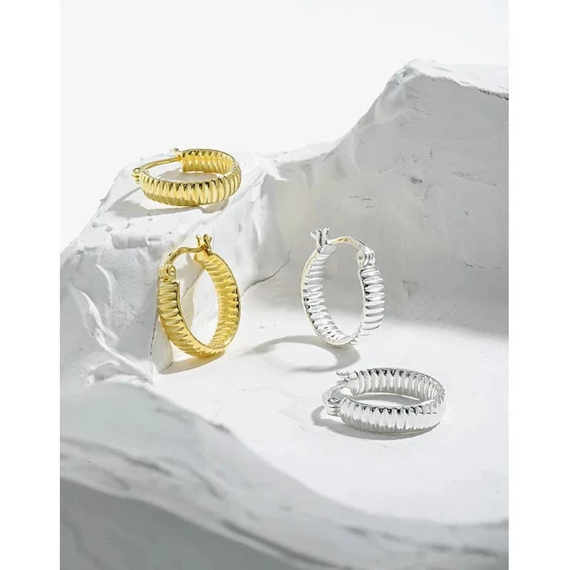 dropshipping 925 silver jewelry women gold plated 925 sterling silver geometric hoop earrings for women