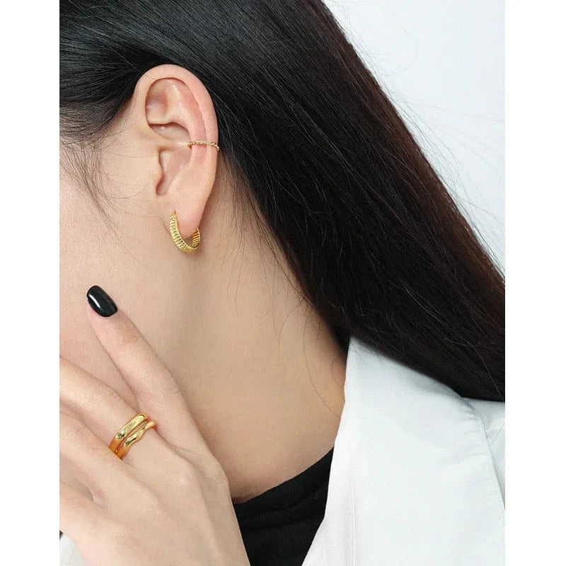 dropshipping 925 silver jewelry women gold plated 925 sterling silver geometric hoop earrings for women