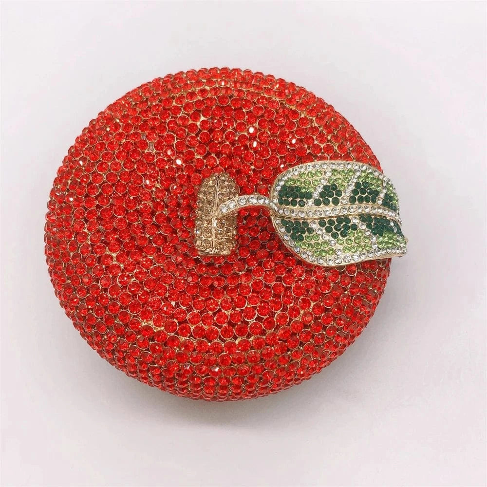 Dropshipping fashion apple shaped evening bag crystal rhinestone clutch bag purse for women luxury