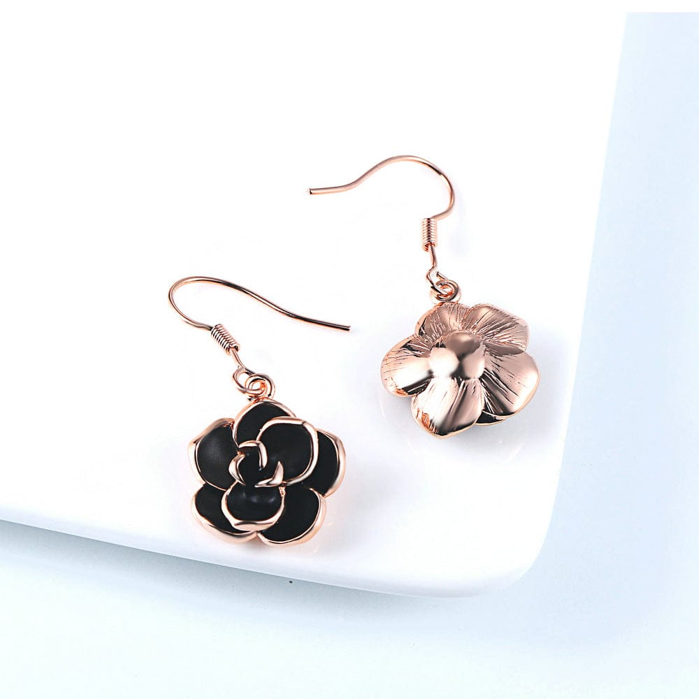 Dropshipping Fashion Drop Earrings for Women Engagement Wedding Earrings Jewelry Hanging Black Rose Earrings Christmas Gifts