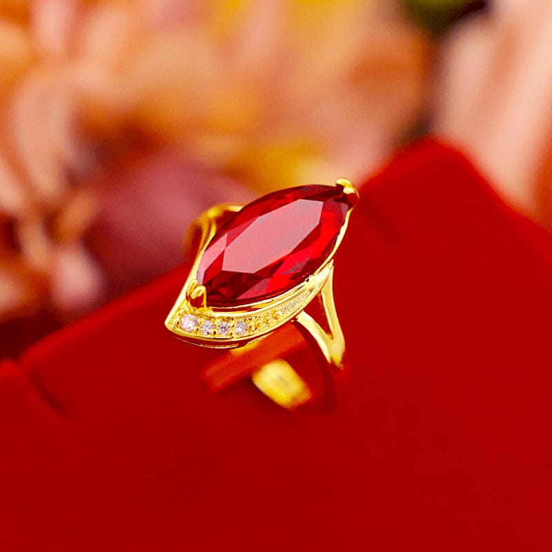 Dropshipping Fashion Gold Ring for Women for Engagement Emerald Gemstone Rings Adjustable 14k Yellow Gold Statement Jewelry