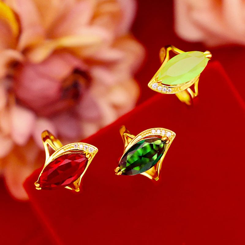 Dropshipping Fashion Gold Ring for Women for Engagement Emerald Gemstone Rings Adjustable 14k Yellow Gold Statement Jewelry