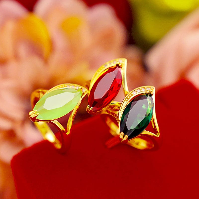 Dropshipping Fashion Gold Ring for Women for Engagement Emerald Gemstone Rings Adjustable 14k Yellow Gold Statement Jewelry