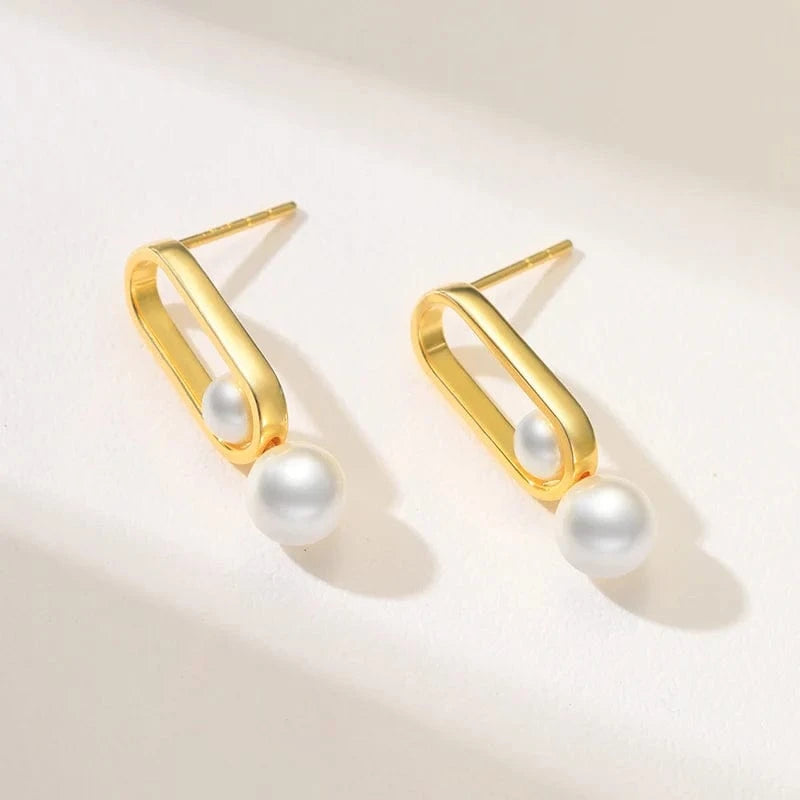 Dropshipping Fashion Jewelry Drop Earings Set Freshwater Shell Pearl Earrings 925 Sterling Silver Jewelry