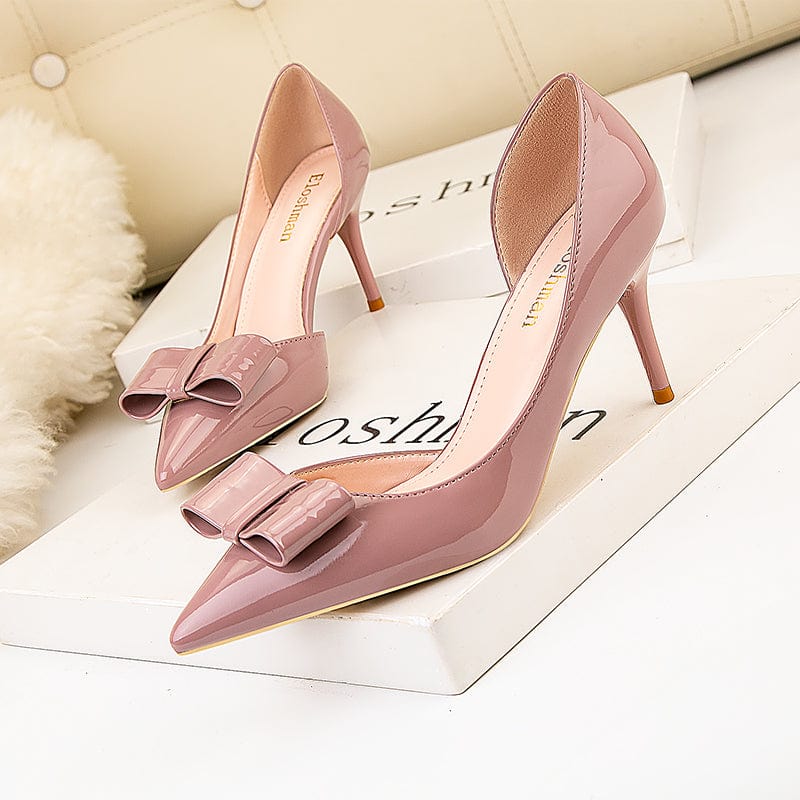 Dropshipping fashion trend pumps heel shoes 7cm women shoes bow design thin heel women's pumps