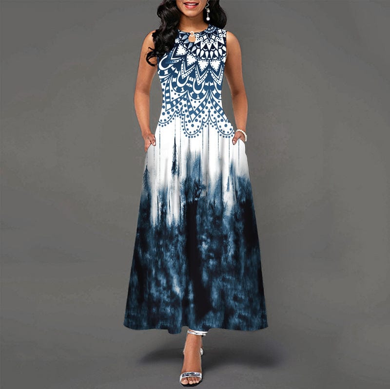 Dropshipping Hot summer fashion latest women's high waist summer party evening beach sleeveless long dress