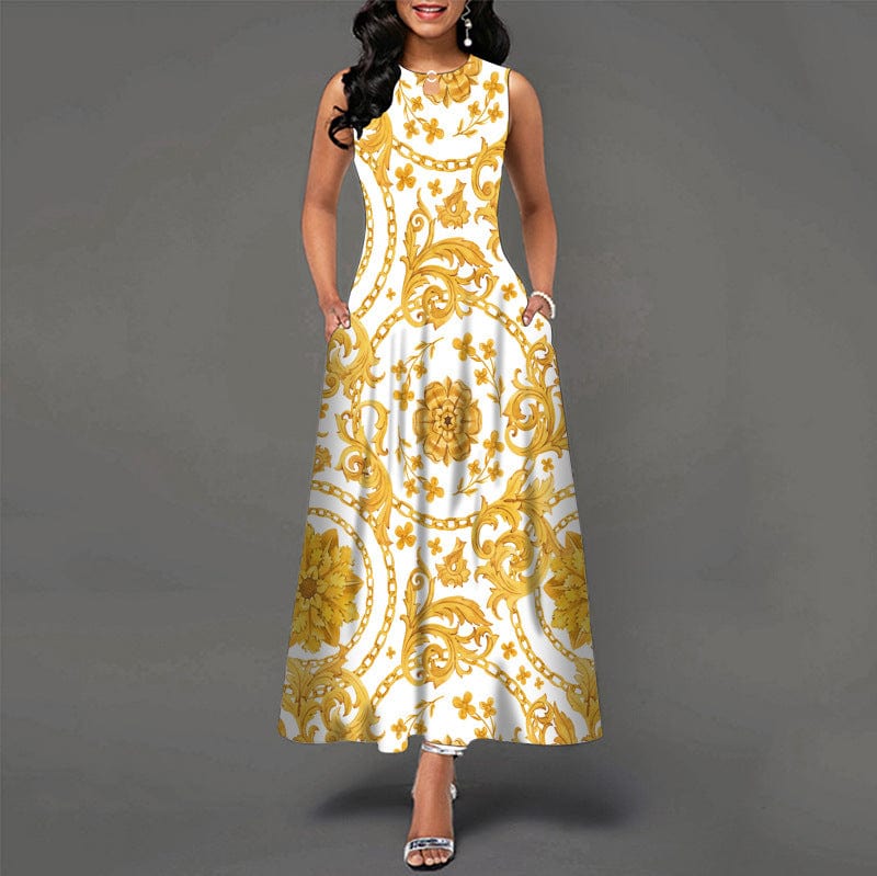 Dropshipping Hot summer fashion latest women's high waist summer party evening beach sleeveless long dress