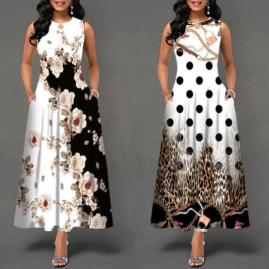 Dropshipping Hot summer fashion latest women's high waist summer party evening beach sleeveless long dress