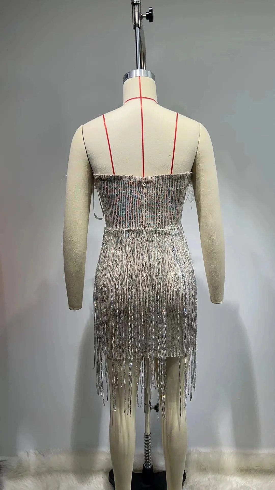 Dropshipping Products Women's Clothing Elegant Feathers Dress Sexy Strapless Beaded Tassel Prom Party Dresses