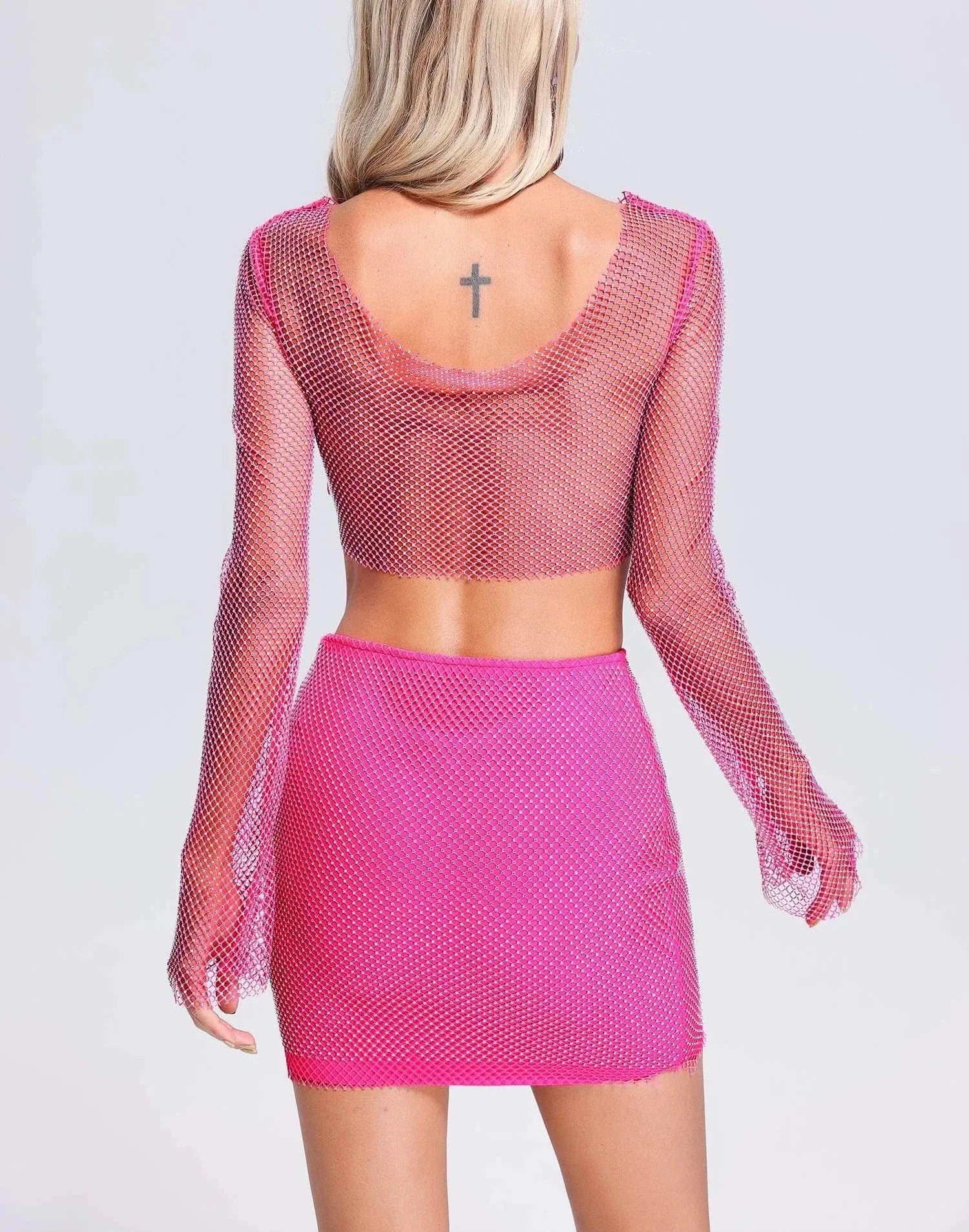 Dropshipping Products Women's High End Mesh Sets 2 Piece Set Beaded Two Piece Skirt Set Suits