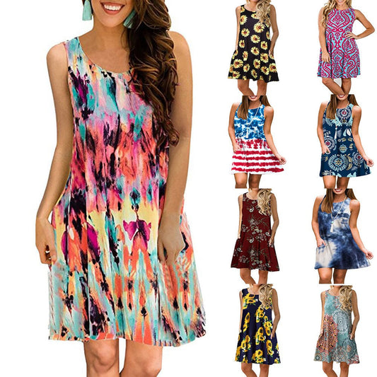 Dropshipping Wholesale 2022 new arrivals women clothes crew neck tank top dress lady short sleeve sexy woman