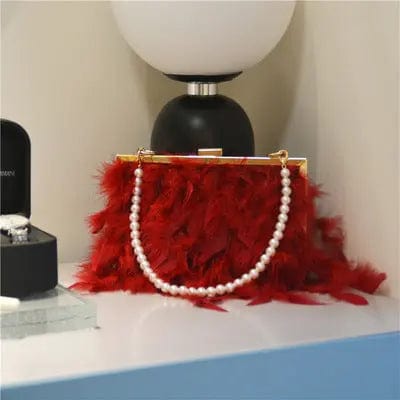 DY017 Evening Purse with Pearl Strap Chain Clutch Bags Feather Crossbody Bag for Women Girl Ladies Luxury Women Bag Design Party