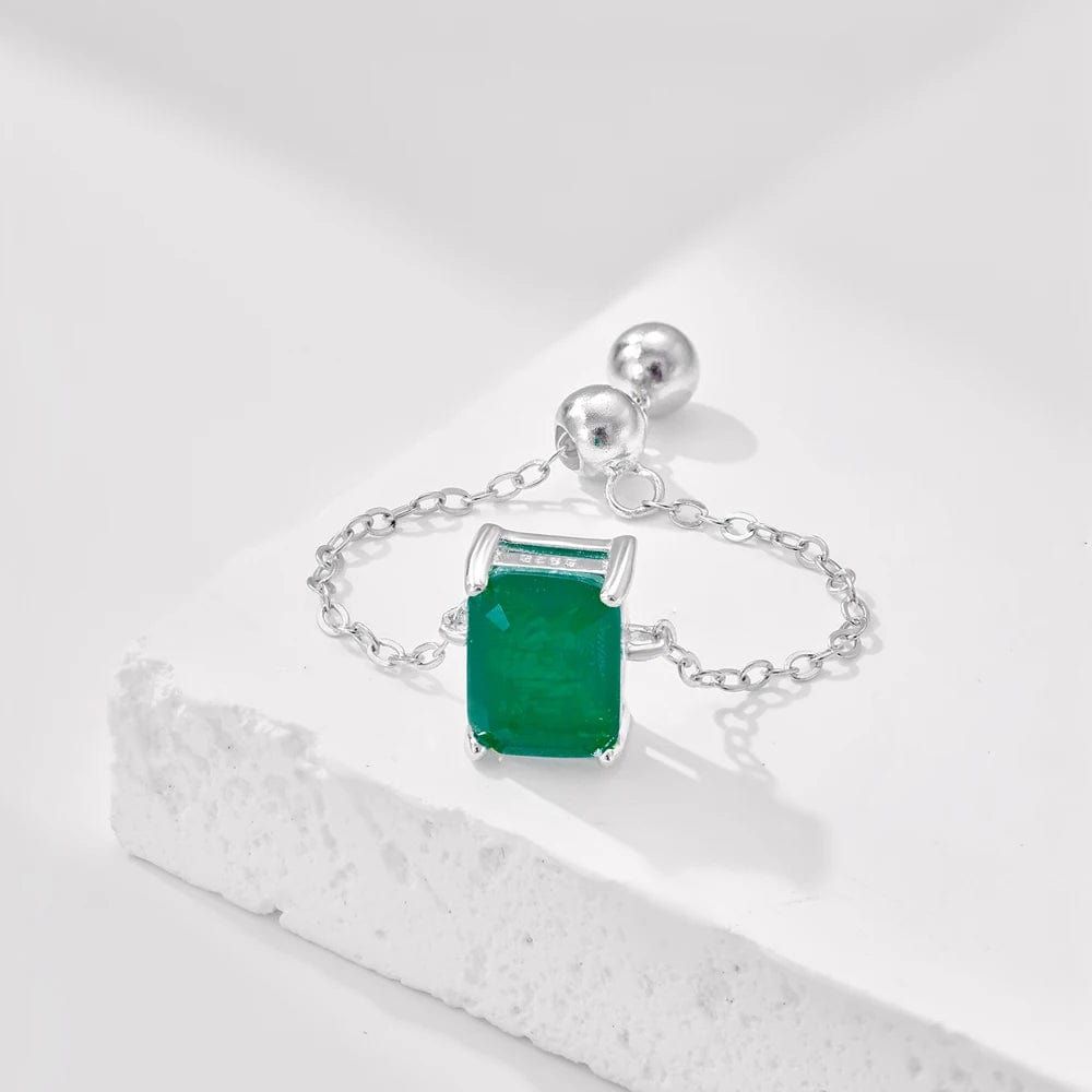 Dylam In Stock No Moq Dainty S925 Silver Rhodium 18K Gold Plated Adjustable Link Chain Rectangle 5A Zirconia Jewelry Rings