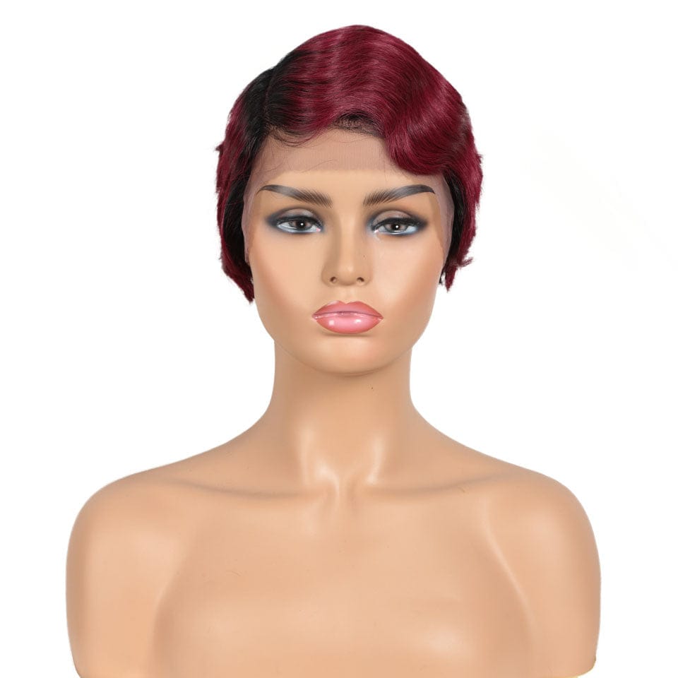 DYTT1B/D99J/99J/425 Hot Selling Short Brazilian Hair Finger Wave Curly Lace Wig Pixie Cut Human Hair Wigs U Part Lace Front Wig For Black Women