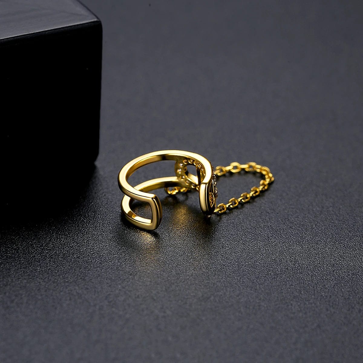 E20121215 LUOTEEMI Popular Iced Out Hoop Chain Earing C Shape Gold Hoop 18K Cartilage Cuff Tassel Earring