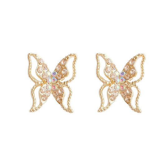 E2277 butterfly Cute Butterfly Color Zircon Stud Earrings for Women Vintage Fashion Animal Earrings Wedding Jewelry