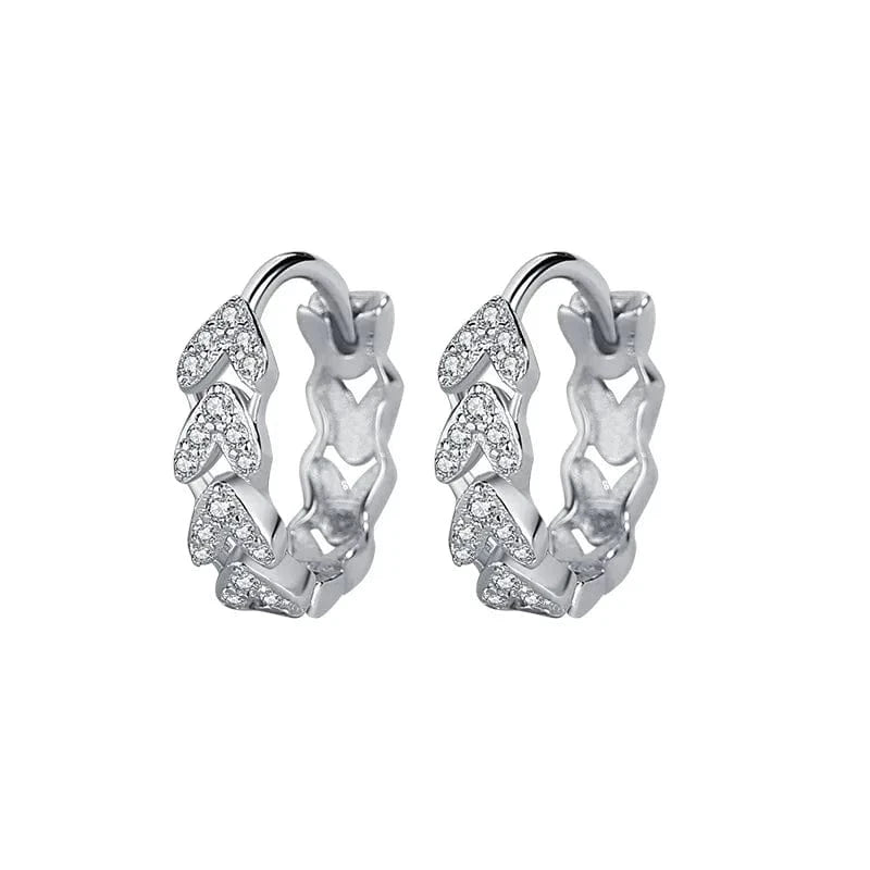 E2768 Silver fashion jewelry 925 silver earrings jewelry 18K gold plated sterling silver heart hoop earrings for women
