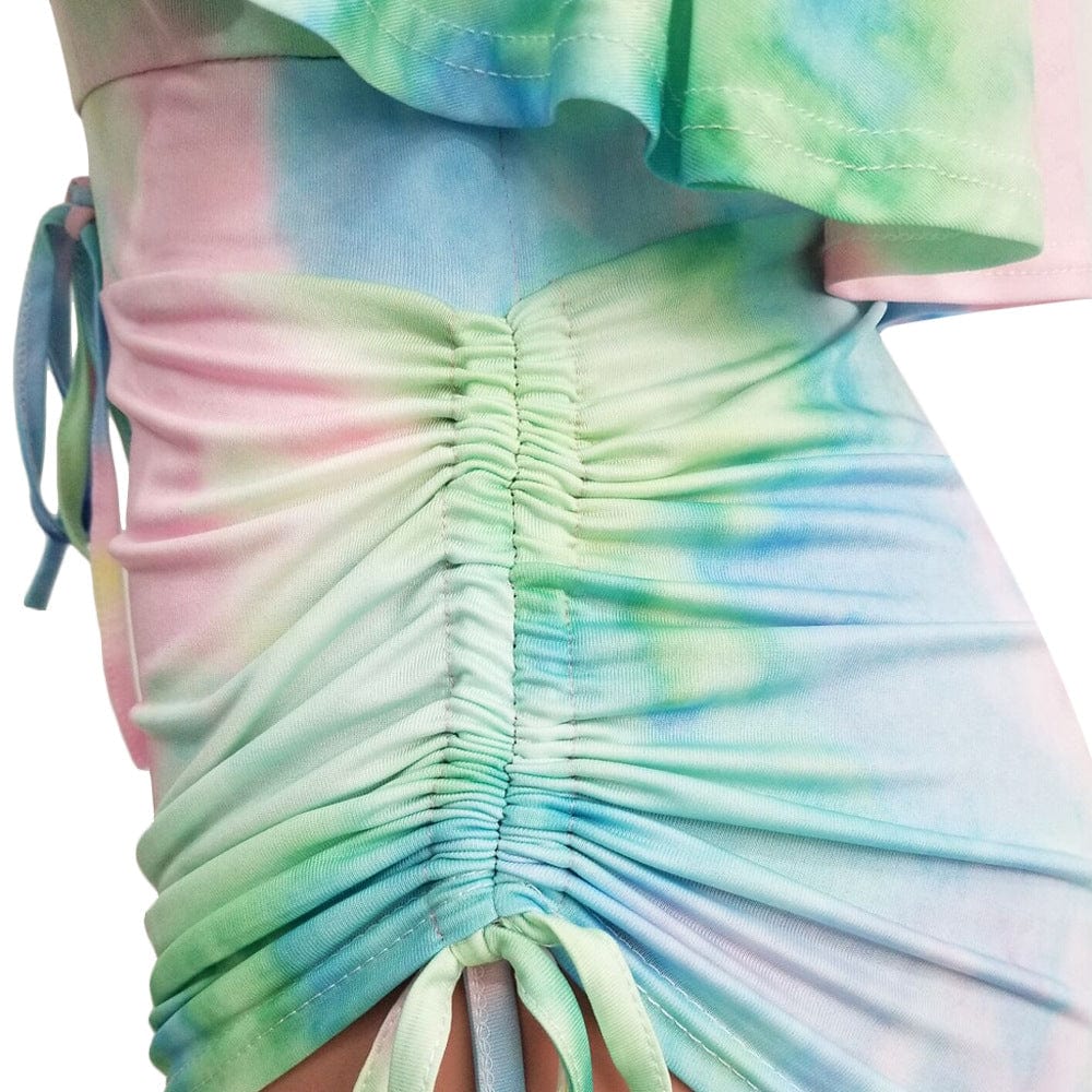 Ecoparty 2022  women tie dye print off shoulder butterfly sleeve bodycon short jumpsuit sexy night club Y2K romper playsuit