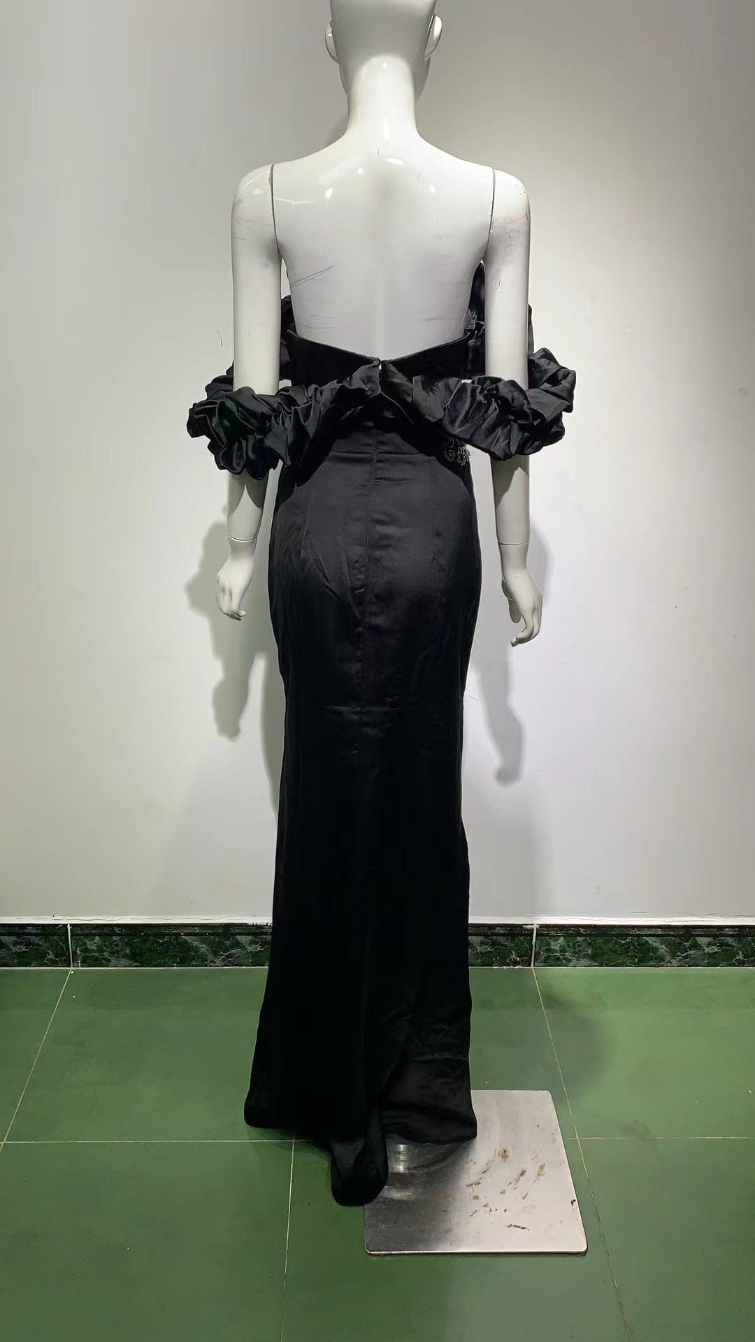 ED2088 Senior Irregular Evening Dresses Fashion V-Neck Printed Pleated Dress Backless Sexy Banquet Party Dress