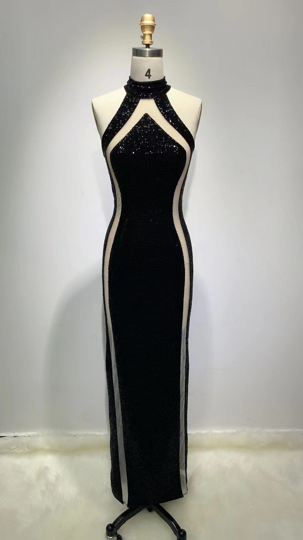 ED2163 See Through Robes Shining Sequin Party Dress Full Length Gowns For Women Ladies Evening Dresses